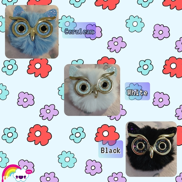 🌈Fluffy PomPom Colorful Owl Keychain - Picture 3 of 6